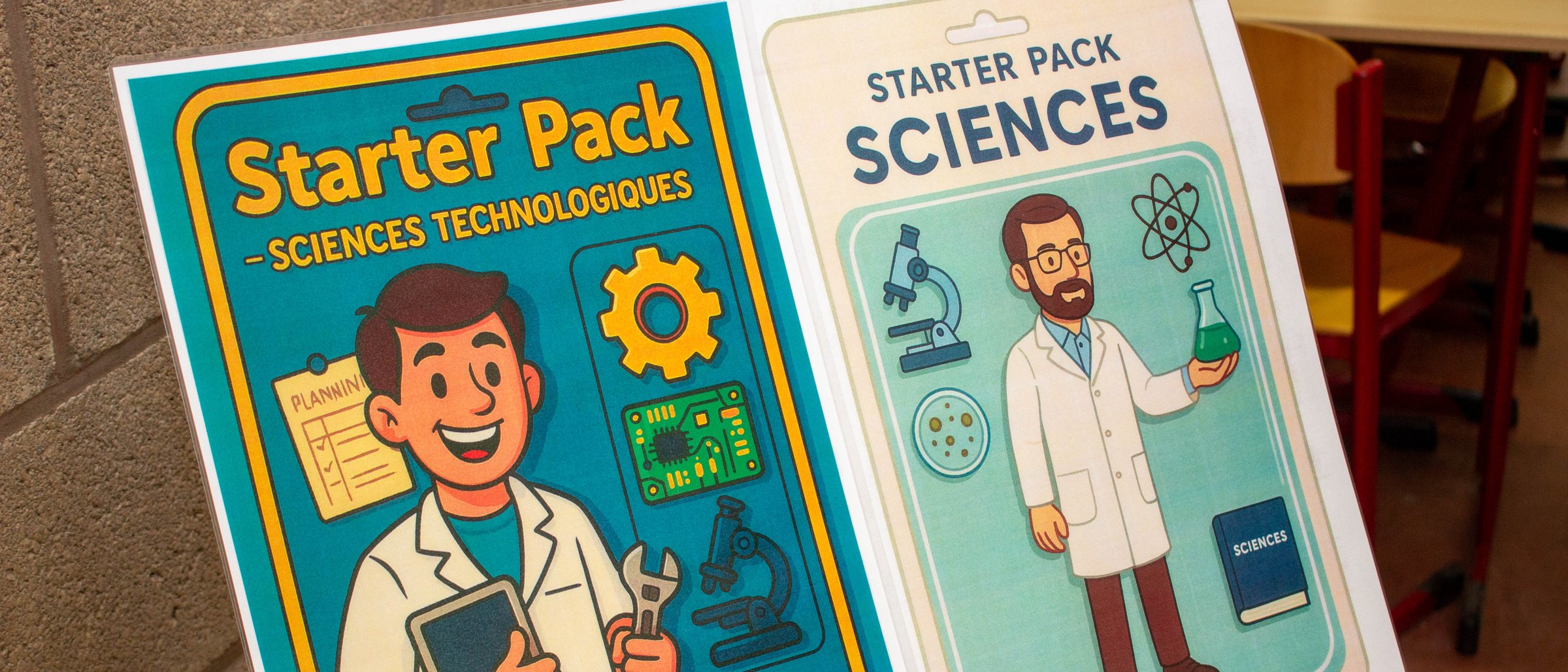 Affiches illustrées « Starter Pack » des options de sciences