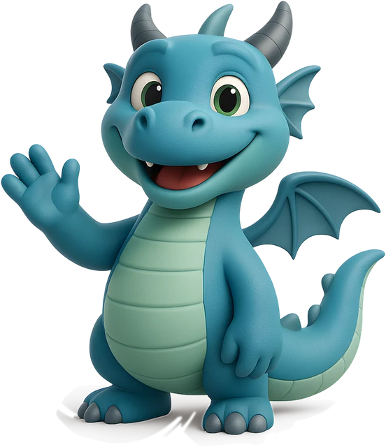 La mascotte de l’école fondamentale, un petit dragon qui fait coucou